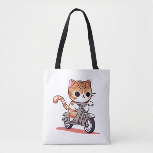 CUTE CAT riding a motocycle Classic T_Shirt 3 Tote Bag