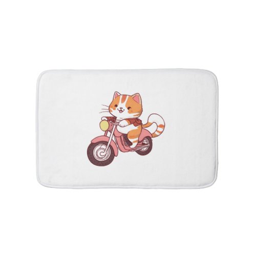 CUTE CAT riding a motocycle Classic T_Shirt 4 Bath Mat