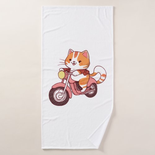 CUTE CAT riding a motocycle Classic T_Shirt 4 Bath Towel