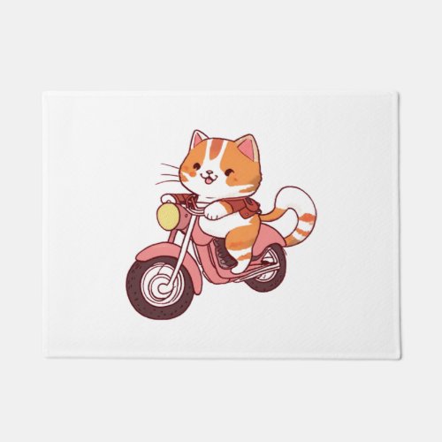 CUTE CAT riding a motocycle Classic T_Shirt 4 Doormat