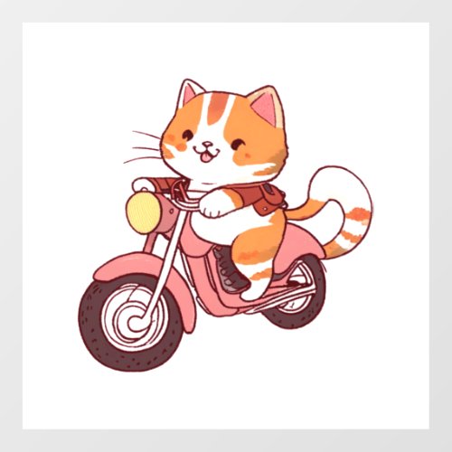CUTE CAT riding a motocycle Classic T_Shirt 4 Floor Decals