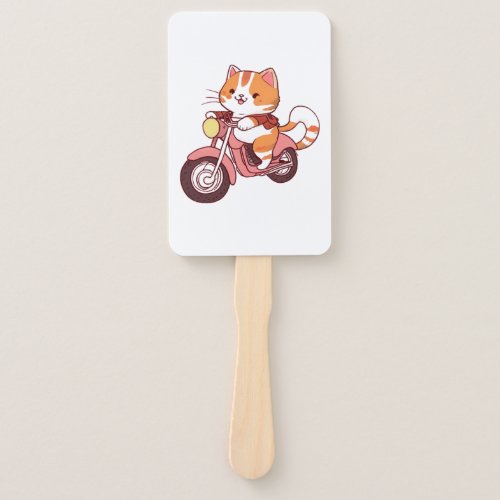 CUTE CAT riding a motocycle Classic T_Shirt 4 Hand Fan