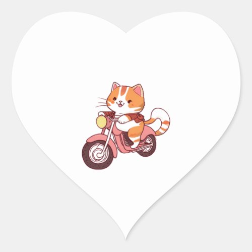 CUTE CAT riding a motocycle Classic T_Shirt 4 Heart Sticker