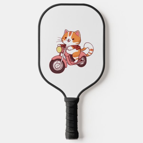 CUTE CAT riding a motocycle Classic T_Shirt 4 Pickleball Paddle