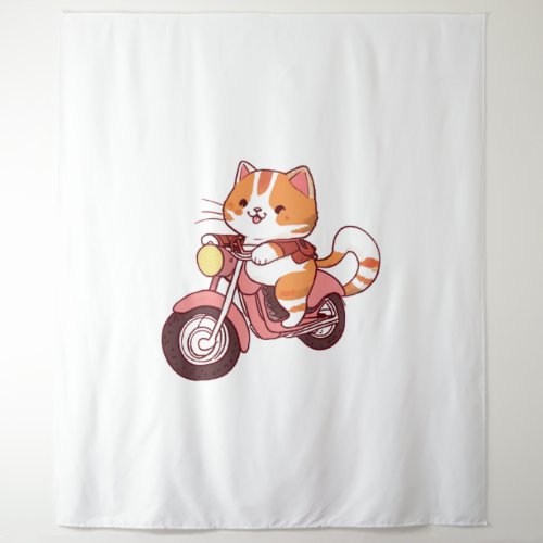 CUTE CAT riding a motocycle Classic T_Shirt 4 Tapestry
