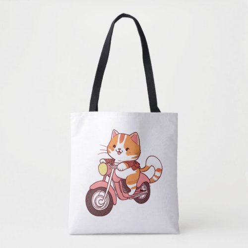 CUTE CAT riding a motocycle Classic T_Shirt 4 Tote Bag