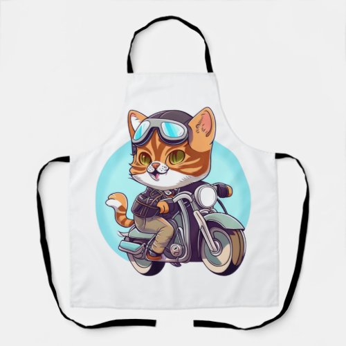 CUTE CAT riding a motocycle Classic T_Shirt 6 Apron