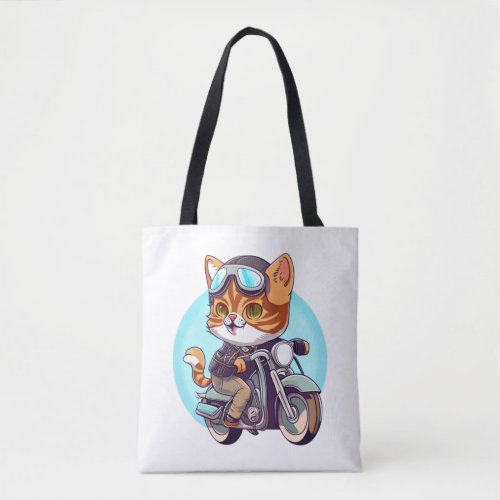 CUTE CAT riding a motocycle Classic T_Shirt 6 Tote Bag