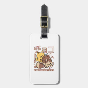 Cute Cat Riding Chocolate Milk Carton Kawaii Art Luggage Tag