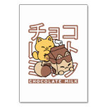 Cute Cat Riding Chocolate Milk Carton Kawaii Art Table Number