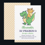 Cute Cat Riding T-Rex Dinosaur Kids Dino Birthday Invitation<br><div class="desc">Cute design for kids,  boys or girls who love dinosaur,  dino cartoon,  T-rex and other dinosaur species. Perfect for Jurassic theme birthday party. You can customize the wording to fit other occasions.</div>