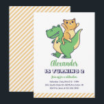 Cute Cat Riding T-Rex Dinosaur Kids Dino Birthday Invitation<br><div class="desc">Cute design for kids,  boys or girls who love dinosaur,  dino cartoon,  T-rex and other dinosaur species. Perfect for Jurassic theme birthday party. You can customize the wording to fit other occasions.</div>