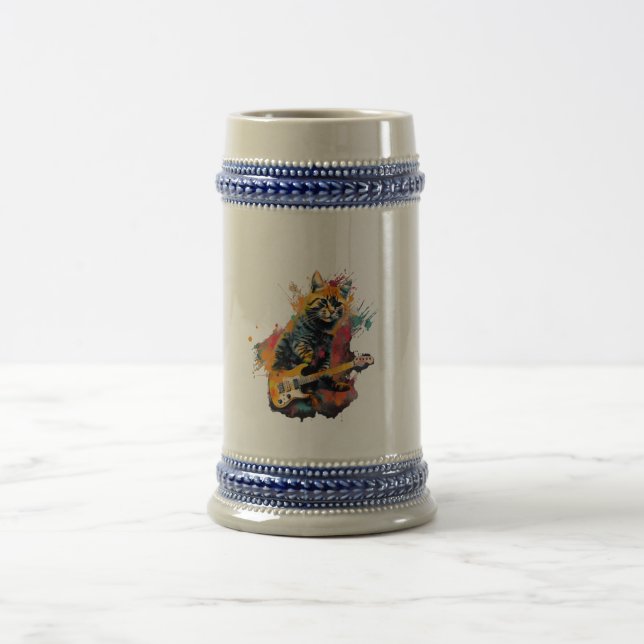 cute cat rocks tar design  beer stein (Center)