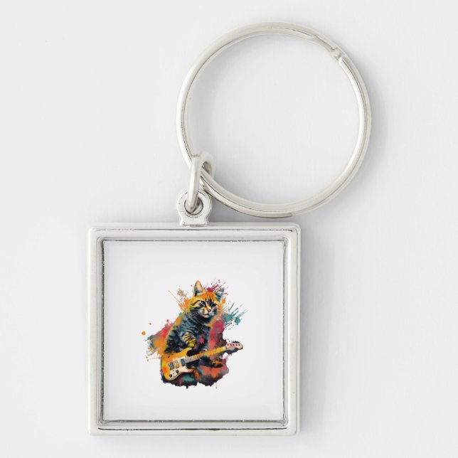 cute cat rocks tar design  keychain (Front)