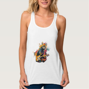 cute cat rocks tar design  tank top
