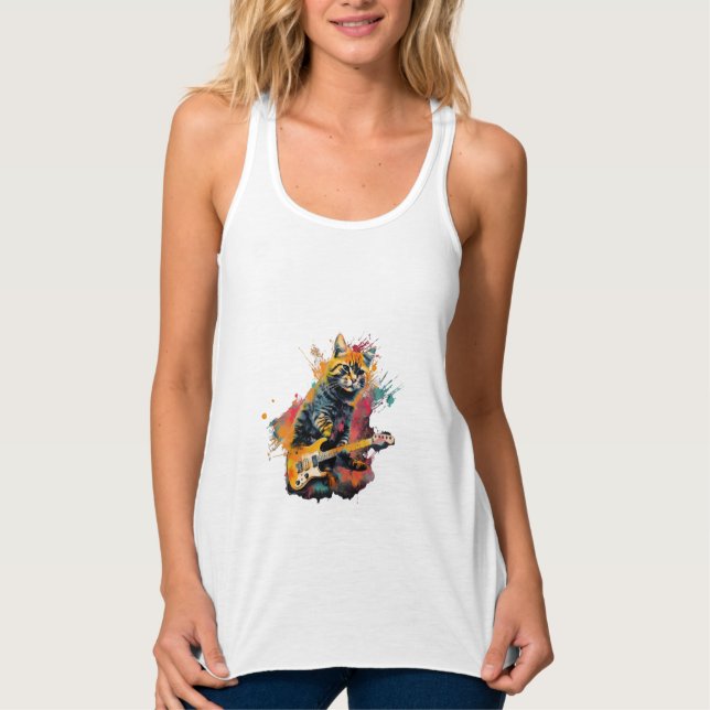 cute cat rocks tar design  tank top (Front)