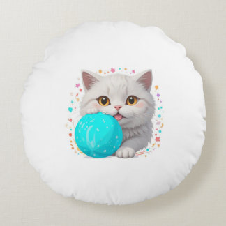 cute cat round pillow
