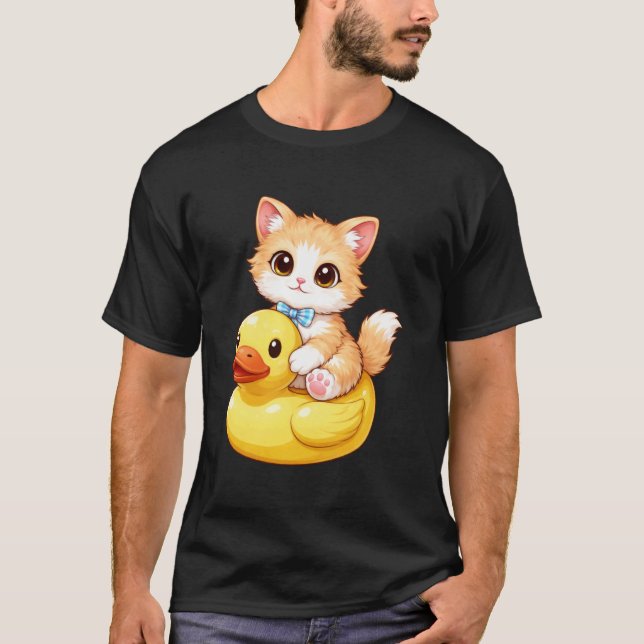 Cute Cat Rubber Duck T-Shirt (Front)