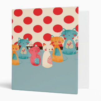 Cute Cat Rustic Pattern 3 Ring Binder