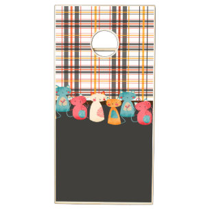 Cute Cat Rustic Pattern Cornhole Set