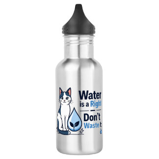 Cute Cat Save Water Eco Friendly  Stainless Steel Water Bottle