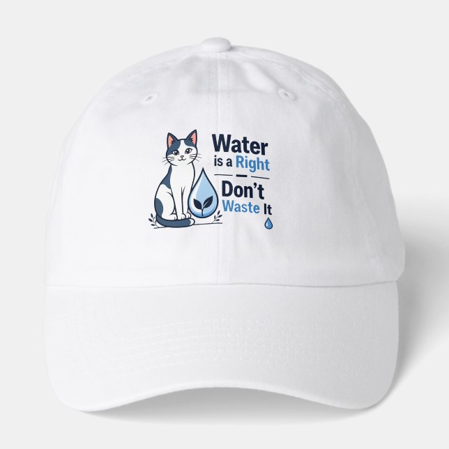 Cute Cat Save Water Environmental Awareness  Hat (Front)