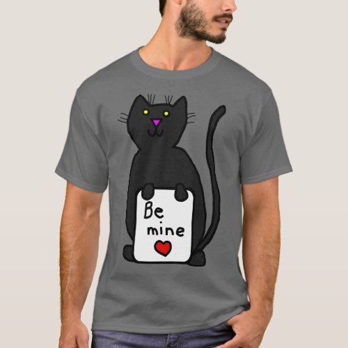 Cute Cat says Be Mine on Valentines Day T_Shirt