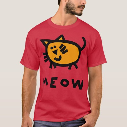 Cute Cat says Meow for Kids T_Shirt