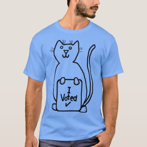 Cute Cat says she Voted Line Drawing T_Shirt