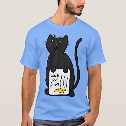 Cute Cat Says Wash Your Paws T_Shirt