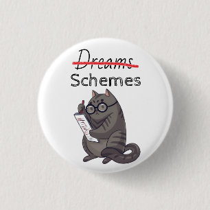 Cute Cat Schemes Funny Cat Button