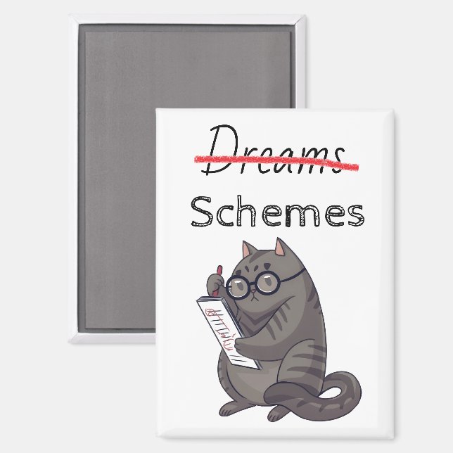 Cute Cat Schemes Funny Cat Magnet (Front/Back)