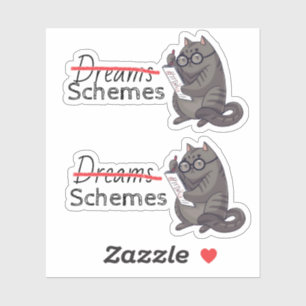 Cute Cat Schemes Funny Cat Sticker