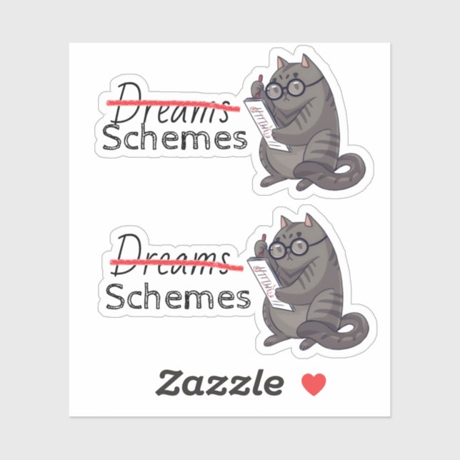 Cute Cat Schemes Funny Cat Sticker (Sheet)