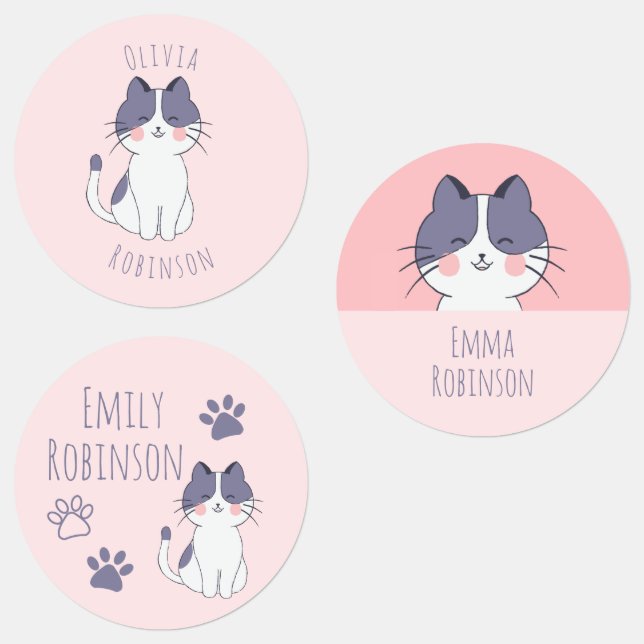 Cute Cat School Preschool Labels (Group)