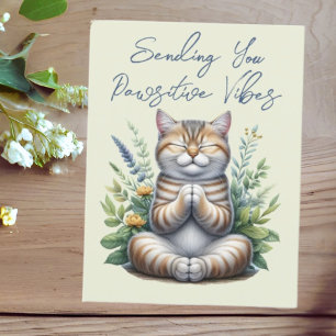 Cute Cat Sending Positive Vibes Encouragement Postcard