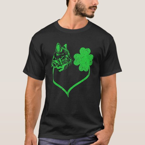 Cute Cat Shamrock  Irish St Patricks Day Kitty T_Shirt