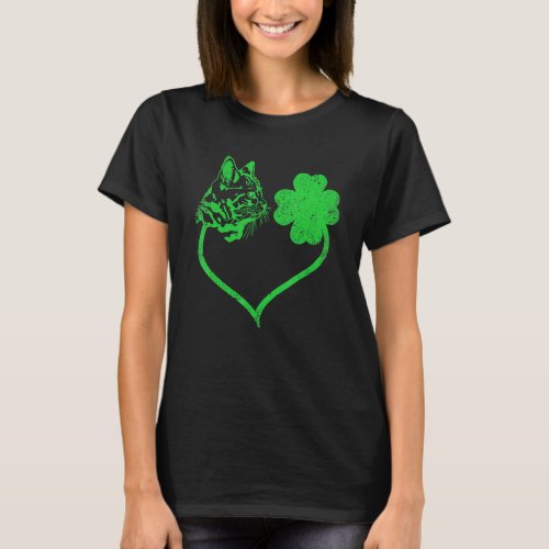 Cute Cat Shamrock  Irish St Patricks Day Kitty T_Shirt