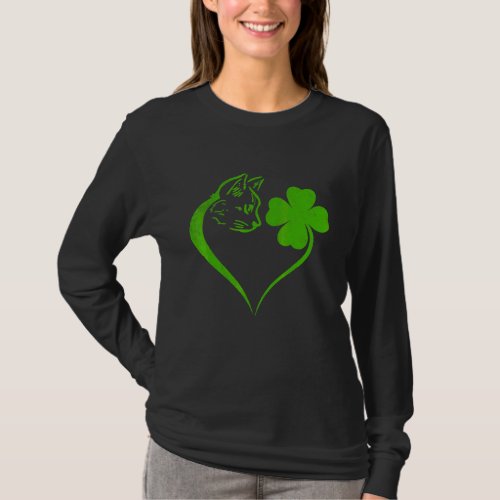 Cute Cat Shamrock  Irish St Patricks Day Kitty T_Shirt