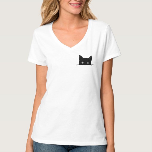 Cute Cat Shirt, Cat Hiding in Pocket Shirt (Front)