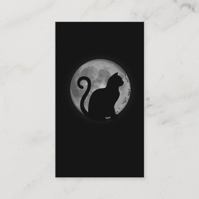 Cute Cat Silhouette Moon Animal Lover Business Card (Front)