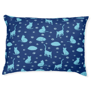 Cute cat silhouettes and paws pet bed