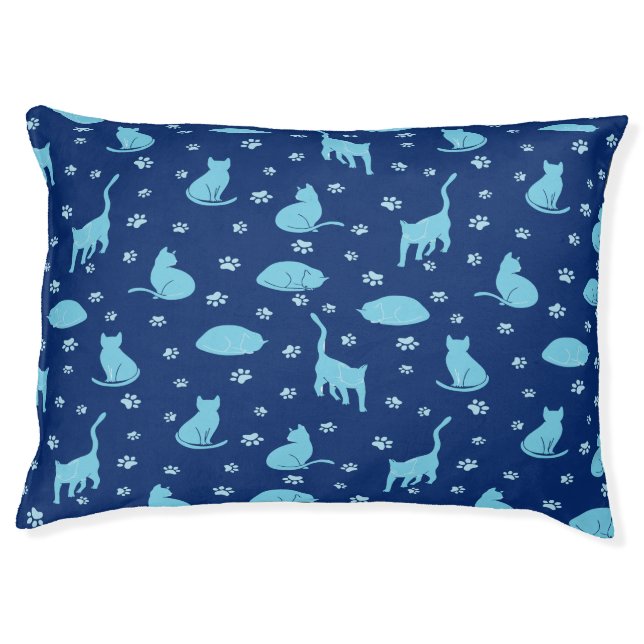 Cute cat silhouettes and paws pet bed (Front)