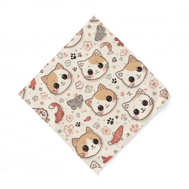 Cute Cat simple pet kitten Pattern Party Bandana (Front)