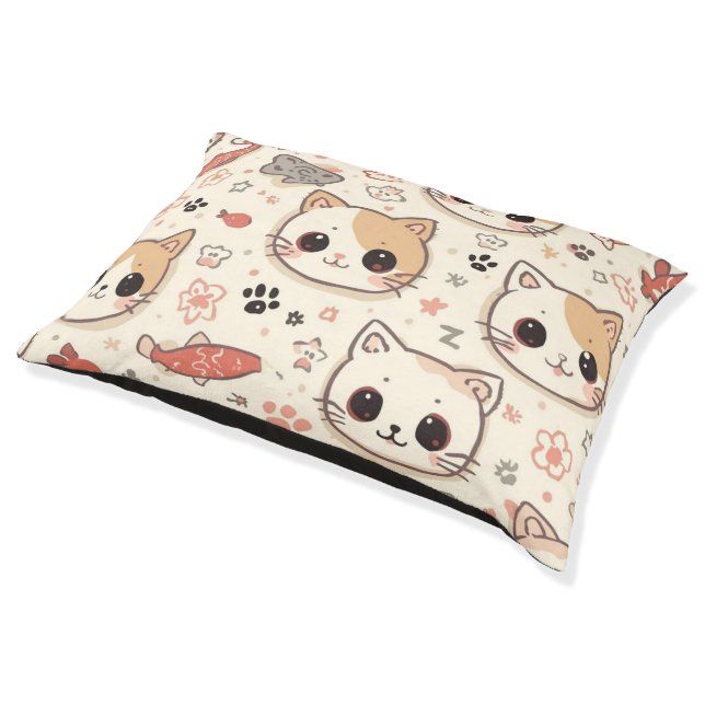 Cute Cat simple pet kitten Pattern Party Bed (Angled)
