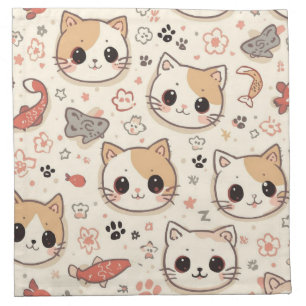 Cute Cat simple pet kitten Pattern Party Cloth Napkin