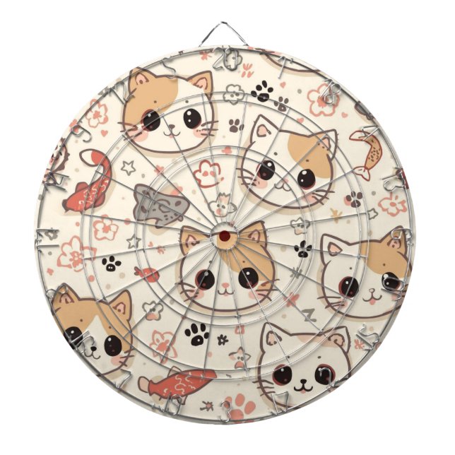 Cute Cat simple pet kitten Pattern Party Dart Board (Front)