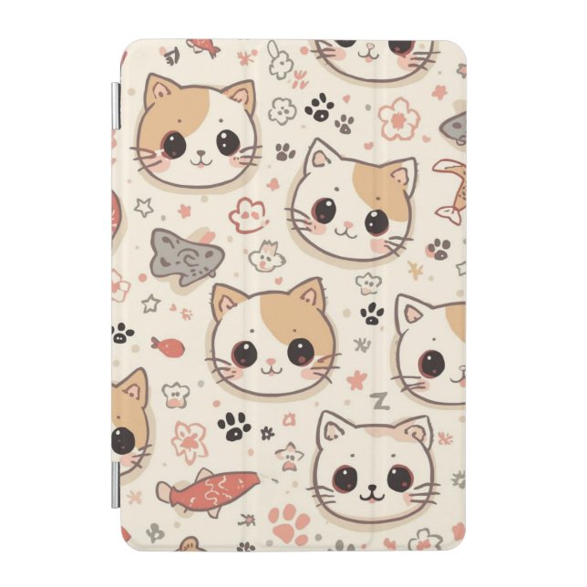 Cute Cat simple pet kitten Pattern Party iPad Mini Cover (Front)