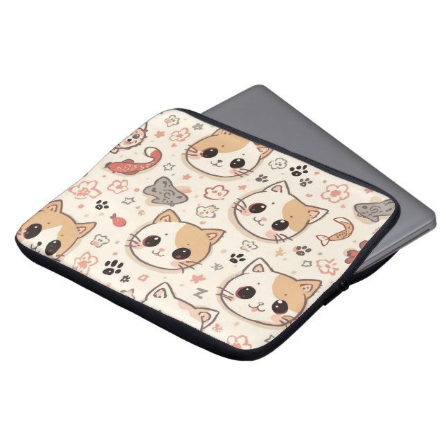 Cute Cat simple pet kitten Pattern Party Laptop Sleeve (Front Top)