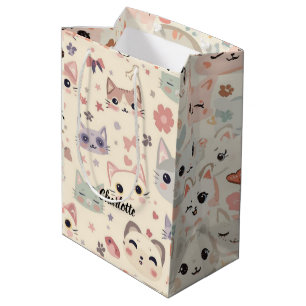 Cute Cat simple pet kitten Pattern Party Medium Gift Bag